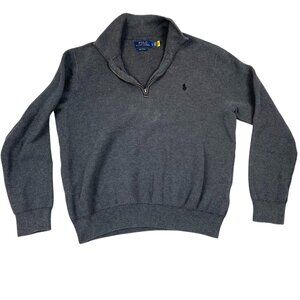 Polo Ralph Lauren Mens 1/4 Zip Pullover Sweater Size Large Gray Pima Cotton